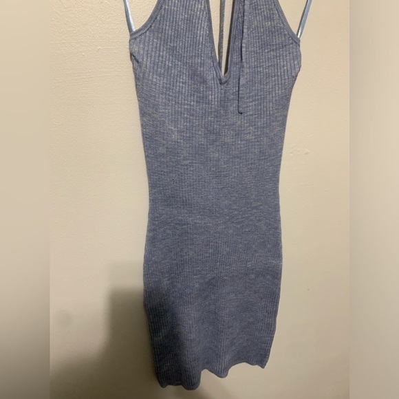 Abercrombie & Fitch Elevated Knit Halter Mini Dress  Blue Pattern M new - Picture 12 of 13